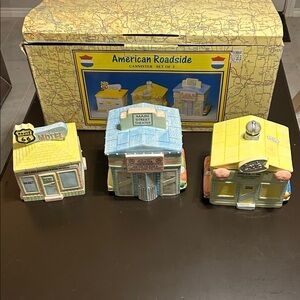 Fitz and Floyd American Roadside Canister Set - Yellow and Blue